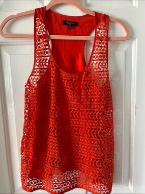 Madewell Bright Red Crochet Tank with Lining